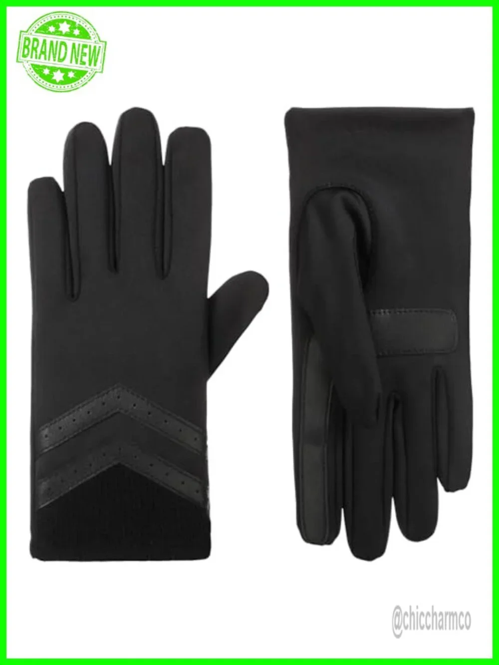 Water Repellent Spandex Touchscreen Gloves With Rib Knit Cuff